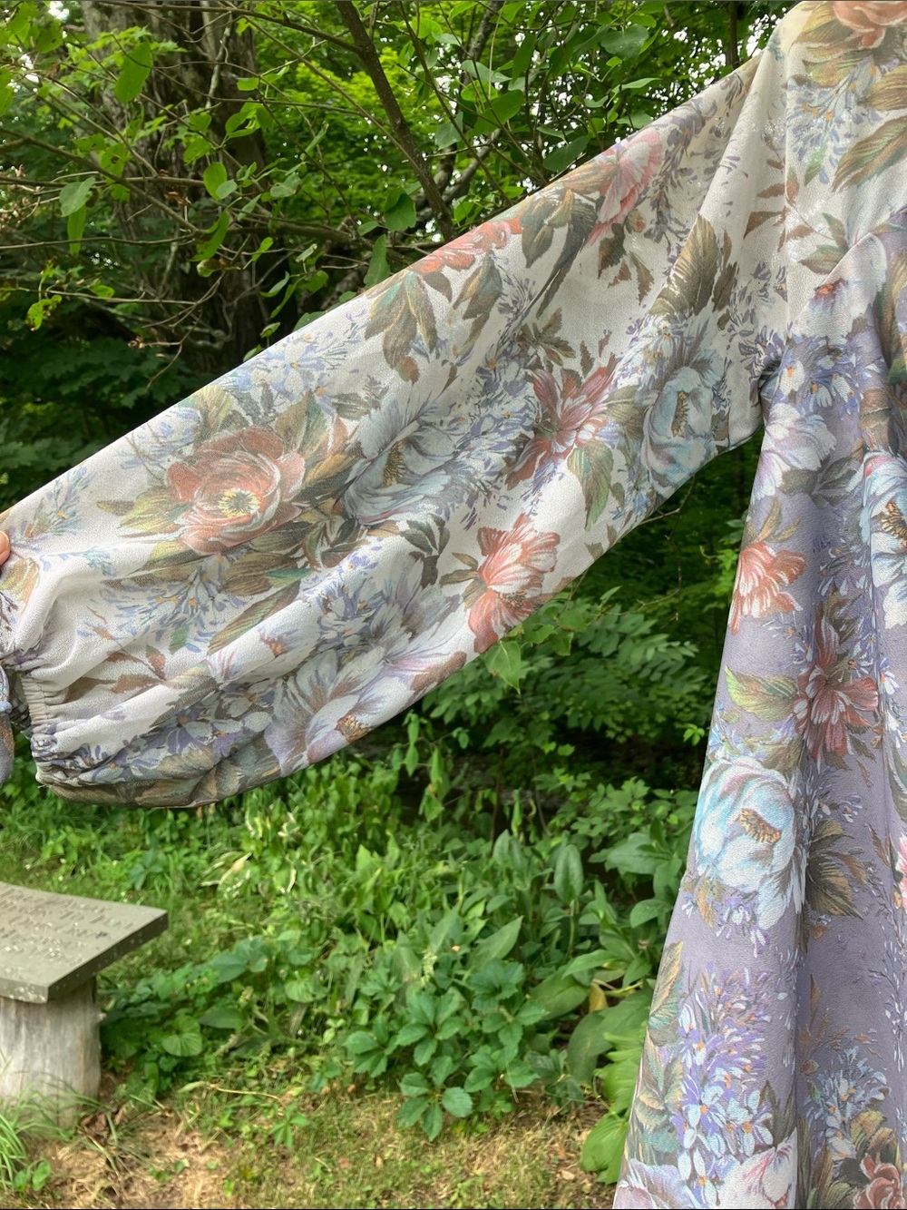 Vintage Floral Prairie Dress in Lavender, Cream, Pink and Green vintage beeqe - Picture 4 of 5
